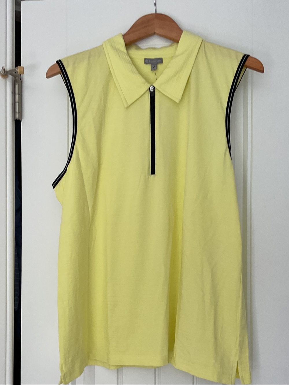 T by Talbot’s Lemon Yellow with Black Trim Sleeveless Top